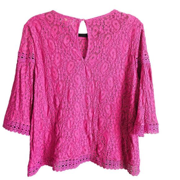Laundry by Shelli Segal Pink Lace Blouse Sz XL Barbie - Picture 2 of 9